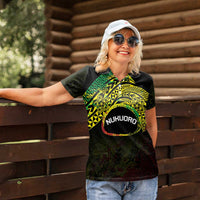 Personalised Nukuoro Atoll Women Polo Shirt Polynesian Tattoo Curves Reggae Version
