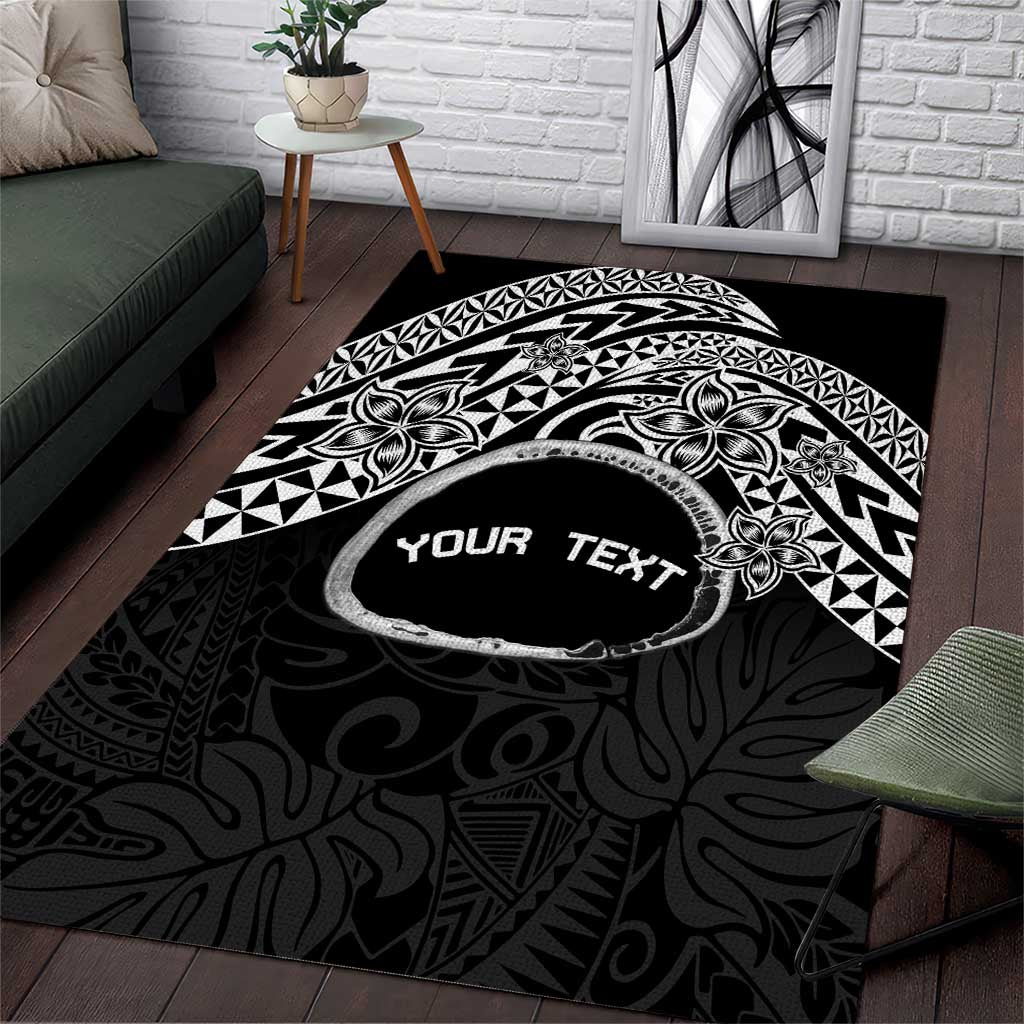 Personalised Pohnpei Nukuoro Micronesia Area Rug Polynesian Tattoo Curves Black Version