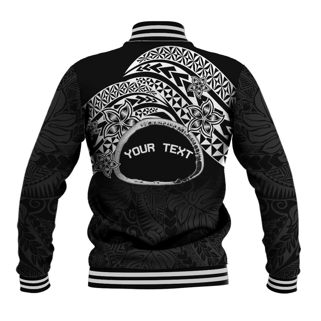 Personalised Pohnpei Nukuoro Micronesia Baseball Jacket Polynesian Tattoo Curves Black Version