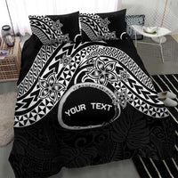 Personalised Pohnpei Nukuoro Micronesia Bedding Set Polynesian Tattoo Curves Black Version