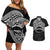 Personalised Pohnpei Nukuoro Micronesia Couples Matching Off Shoulder Short Dress and Hawaiian Shirt Polynesian Tattoo Curves Black Version