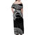 Personalised Pohnpei Nukuoro Micronesia Family Matching Off Shoulder Maxi Dress and Hawaiian Shirt Polynesian Tattoo Curves Black Version