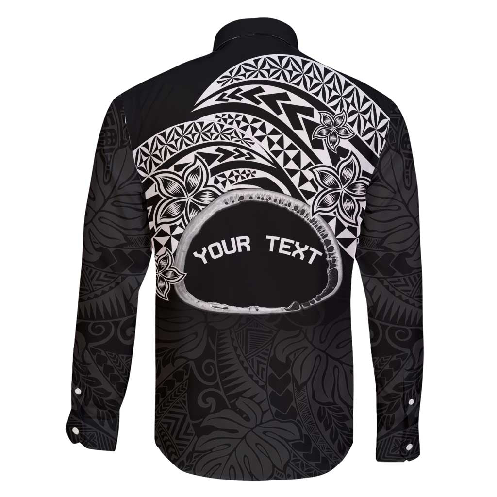 Personalised Pohnpei Nukuoro Micronesia Family Matching Short Sleeve Bodycon Dress and Hawaiian Shirt Polynesian Tattoo Curves Black Version