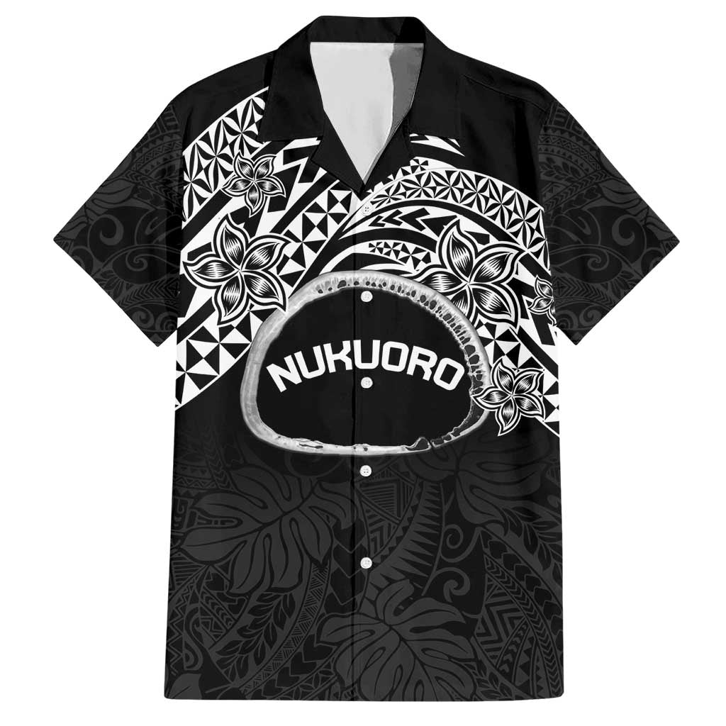 Personalised Pohnpei Nukuoro Micronesia Hawaiian Shirt Polynesian Tattoo Curves Black Version