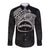 Personalised Pohnpei Nukuoro Micronesia Long Sleeve Button Shirt Polynesian Tattoo Curves Black Version