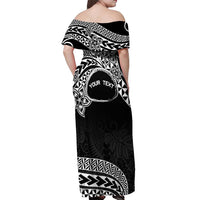 Personalised Pohnpei Nukuoro Micronesia Off Shoulder Maxi Dress Polynesian Tattoo Curves Black Version