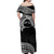 Personalised Pohnpei Nukuoro Micronesia Off Shoulder Maxi Dress Polynesian Tattoo Curves Black Version