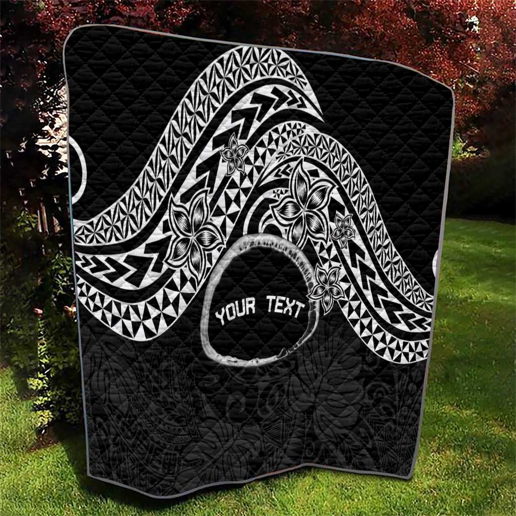 Personalised Pohnpei Nukuoro Micronesia Quilt Polynesian Tattoo Curves Black Version