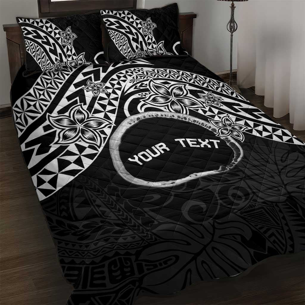 Personalised Pohnpei Nukuoro Micronesia Quilt Bed Set Polynesian Tattoo Curves Black Version