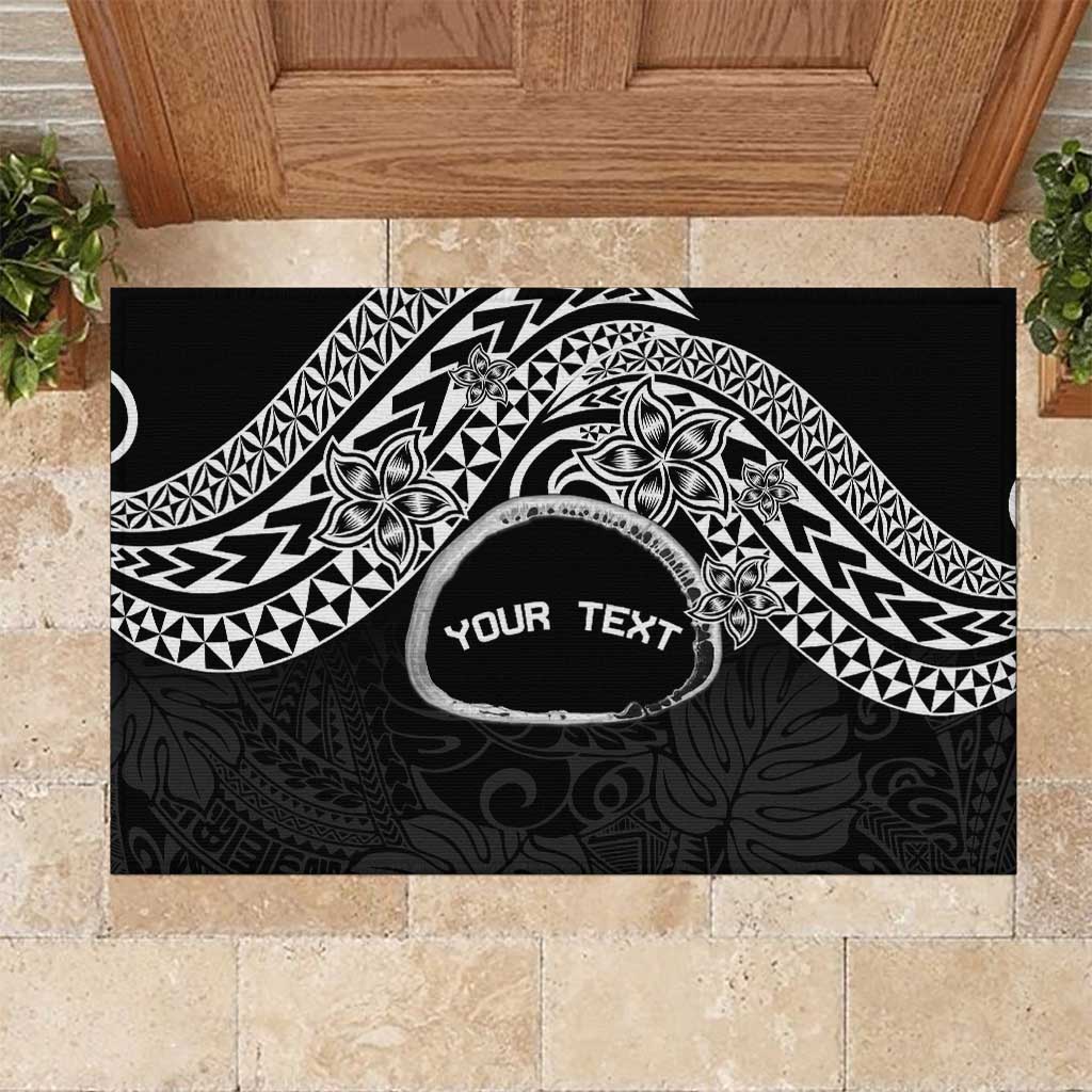 Personalised Pohnpei Nukuoro Micronesia Rubber Doormat Polynesian Tattoo Curves Black Version