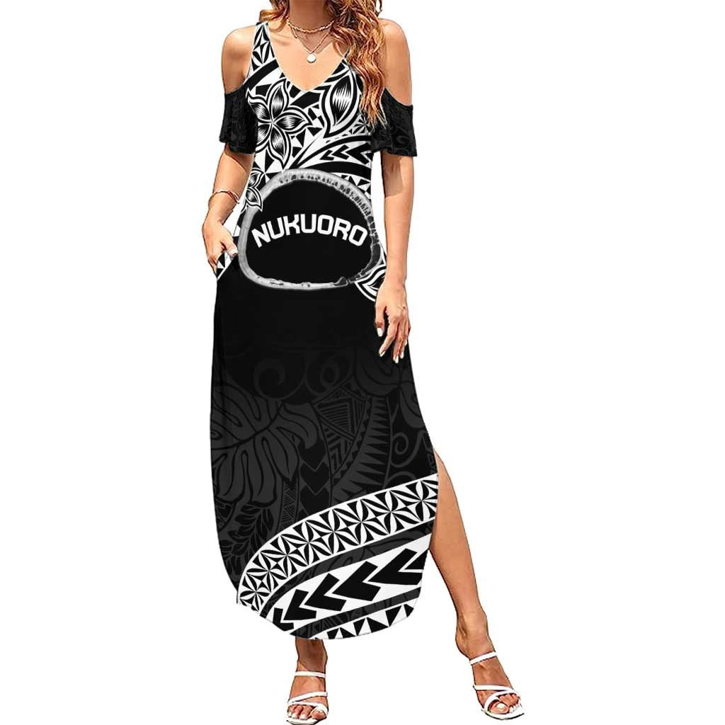 Personalised Pohnpei Nukuoro Micronesia Summer Maxi Dress Polynesian Tattoo Curves Black Version