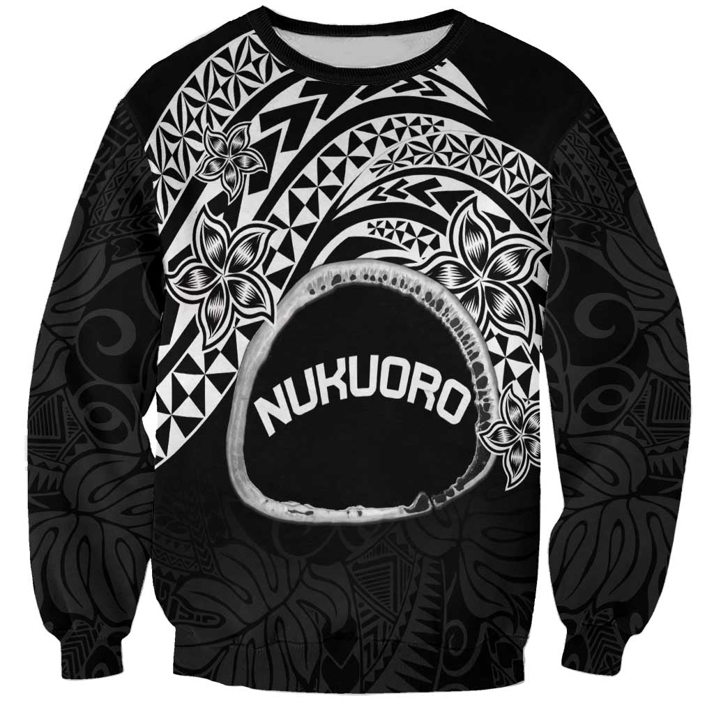 Personalised Pohnpei Nukuoro Micronesia Sweatshirt Polynesian Tattoo Curves Black Version