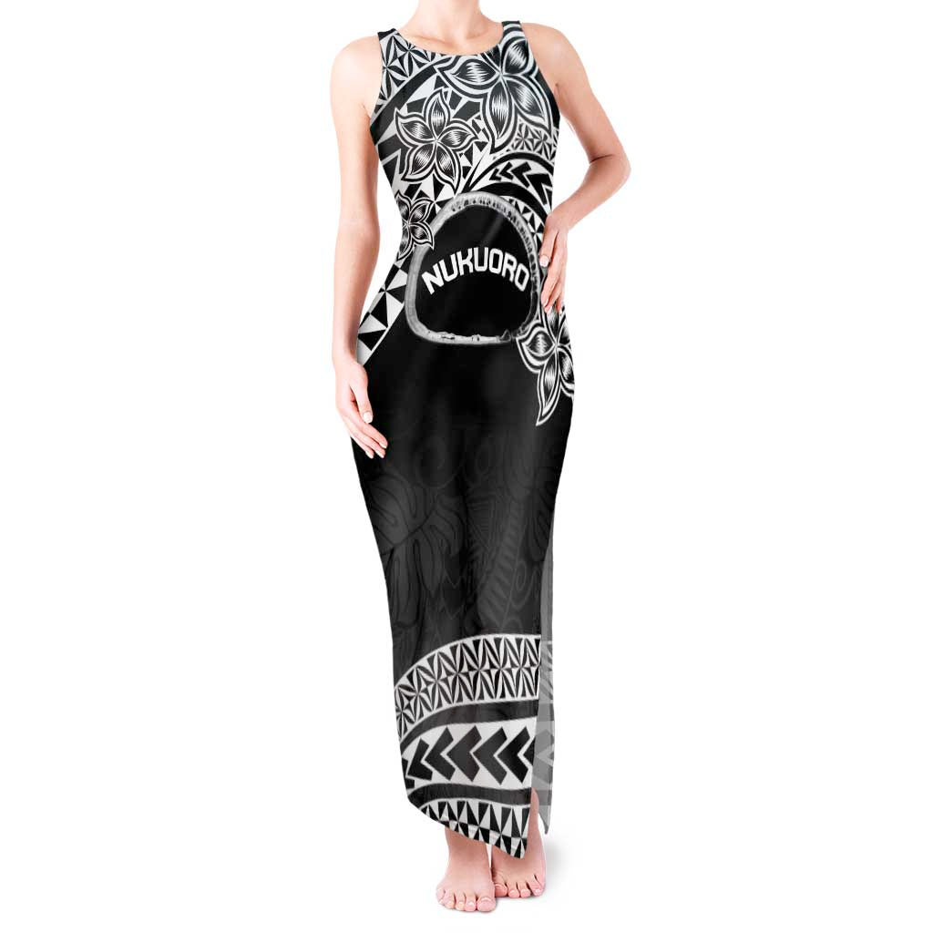 Personalised Pohnpei Nukuoro Micronesia Tank Maxi Dress Polynesian Tattoo Curves Black Version