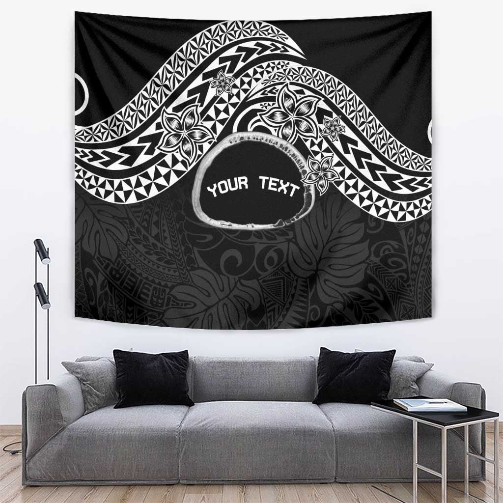 Personalised Pohnpei Nukuoro Micronesia Tapestry Polynesian Tattoo Curves Black Version