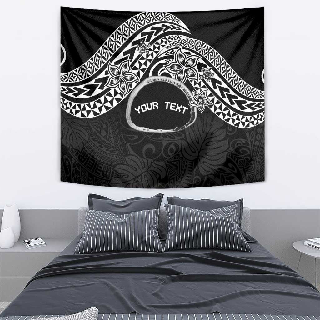 Personalised Pohnpei Nukuoro Micronesia Tapestry Polynesian Tattoo Curves Black Version