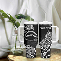 Personalised Pohnpei Nukuoro Micronesia Tumbler With Handle Polynesian Tattoo Curves Black Version
