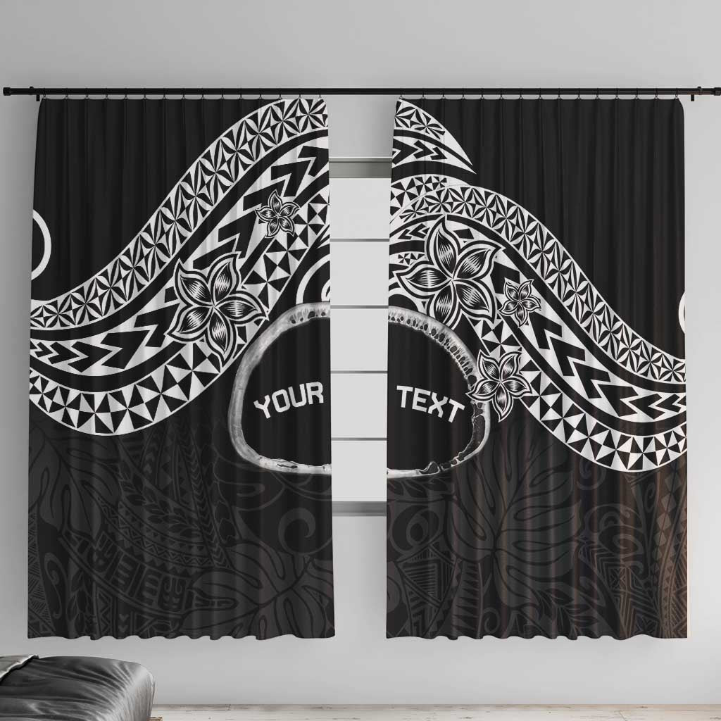 Personalised Pohnpei Nukuoro Micronesia Window Curtain Polynesian Tattoo Curves Black Version