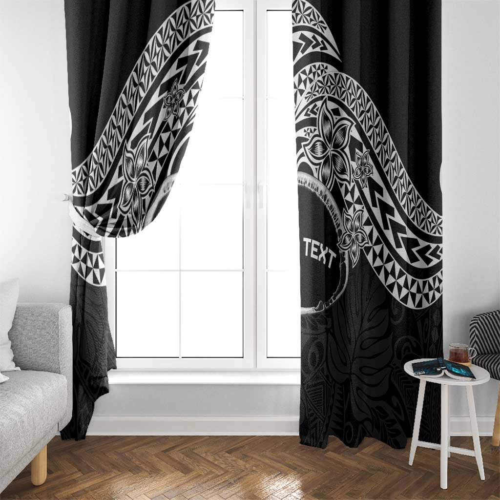 Personalised Pohnpei Nukuoro Micronesia Window Curtain Polynesian Tattoo Curves Black Version