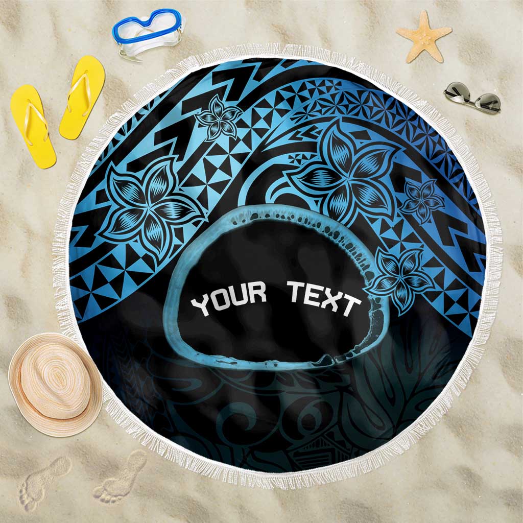 Personalised Pohnpei Nukuoro Micronesia Beach Blanket Polynesian Tattoo Curves Blue Version