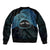 Personalised Pohnpei Nukuoro Micronesia Bomber Jacket Polynesian Tattoo Curves Blue Version