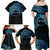 Personalised Pohnpei Nukuoro Micronesia Family Matching Off Shoulder Maxi Dress and Hawaiian Shirt Polynesian Tattoo Curves Blue Version