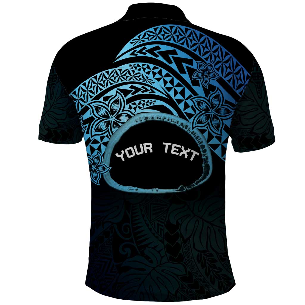Personalised Pohnpei Nukuoro Micronesia Polo Shirt Polynesian Tattoo Curves Blue Version