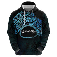 Personalised Pohnpei Nukuoro Micronesia Zip Hoodie Polynesian Tattoo Curves Blue Version