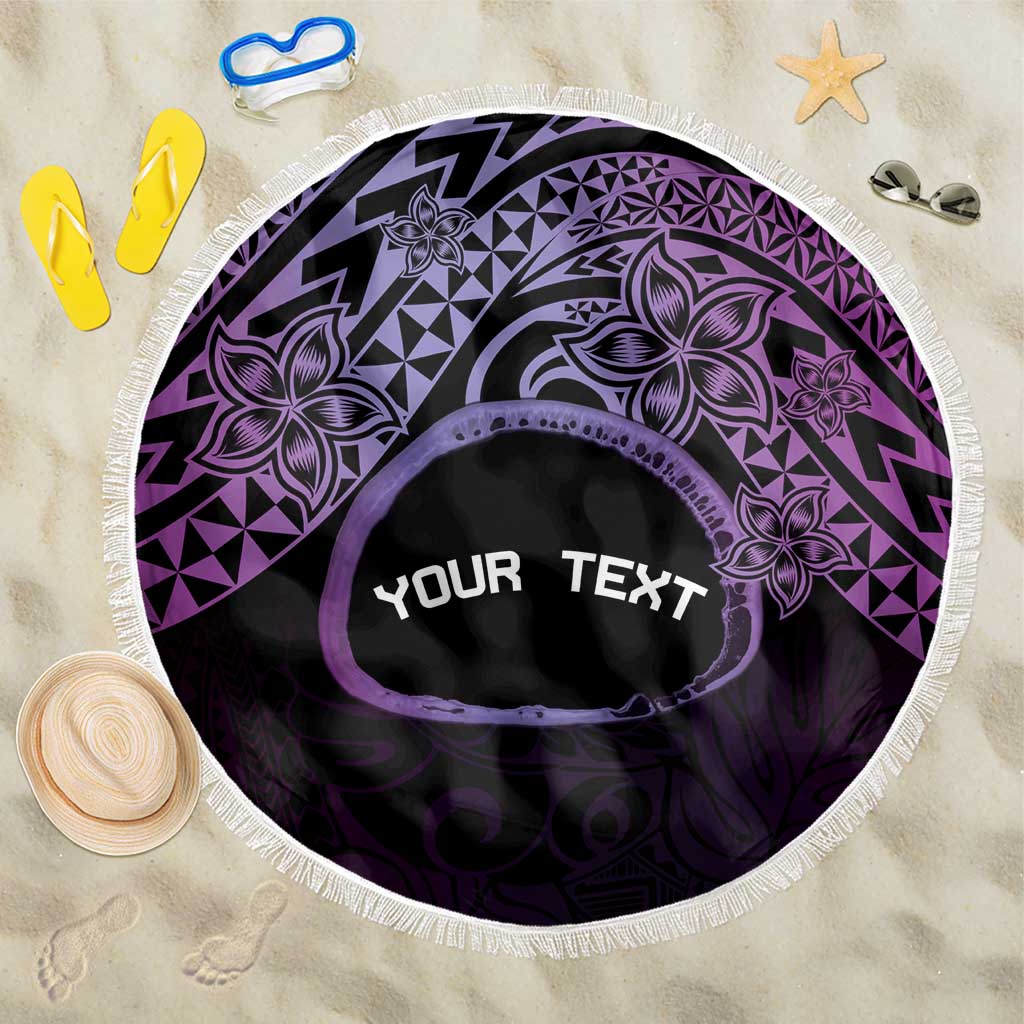 Personalised Pohnpei Nukuoro Micronesia Beach Blanket Polynesian Tattoo Curves Purple Version