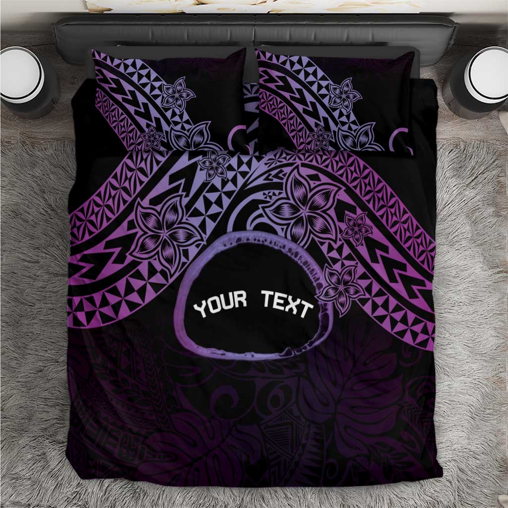 Personalised Pohnpei Nukuoro Micronesia Bedding Set Polynesian Tattoo Curves Purple Version