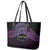 Personalised Pohnpei Nukuoro Micronesia Leather Tote Bag Polynesian Tattoo Curves Purple Version