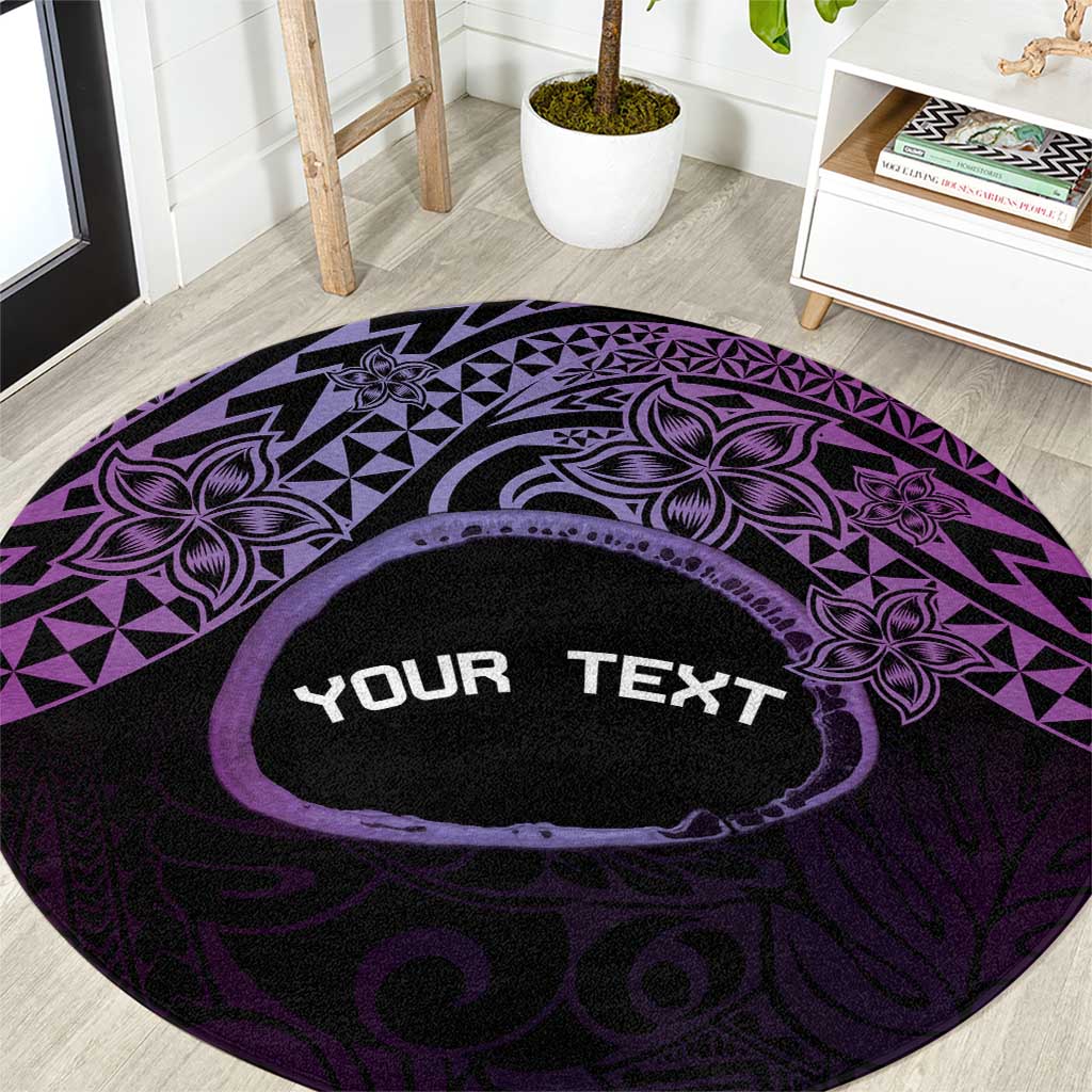 Personalised Pohnpei Nukuoro Micronesia Round Carpet Polynesian Tattoo Curves Purple Version