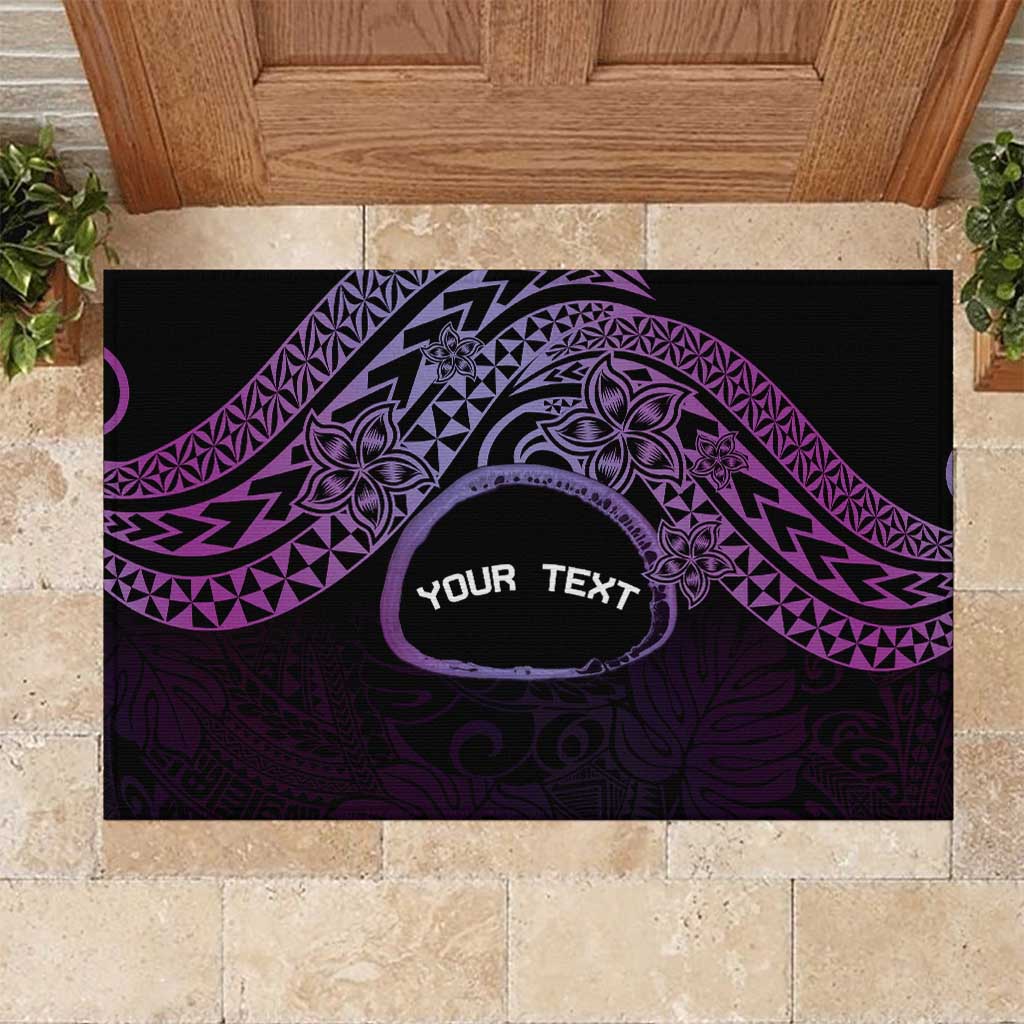 Personalised Pohnpei Nukuoro Micronesia Rubber Doormat Polynesian Tattoo Curves Purple Version