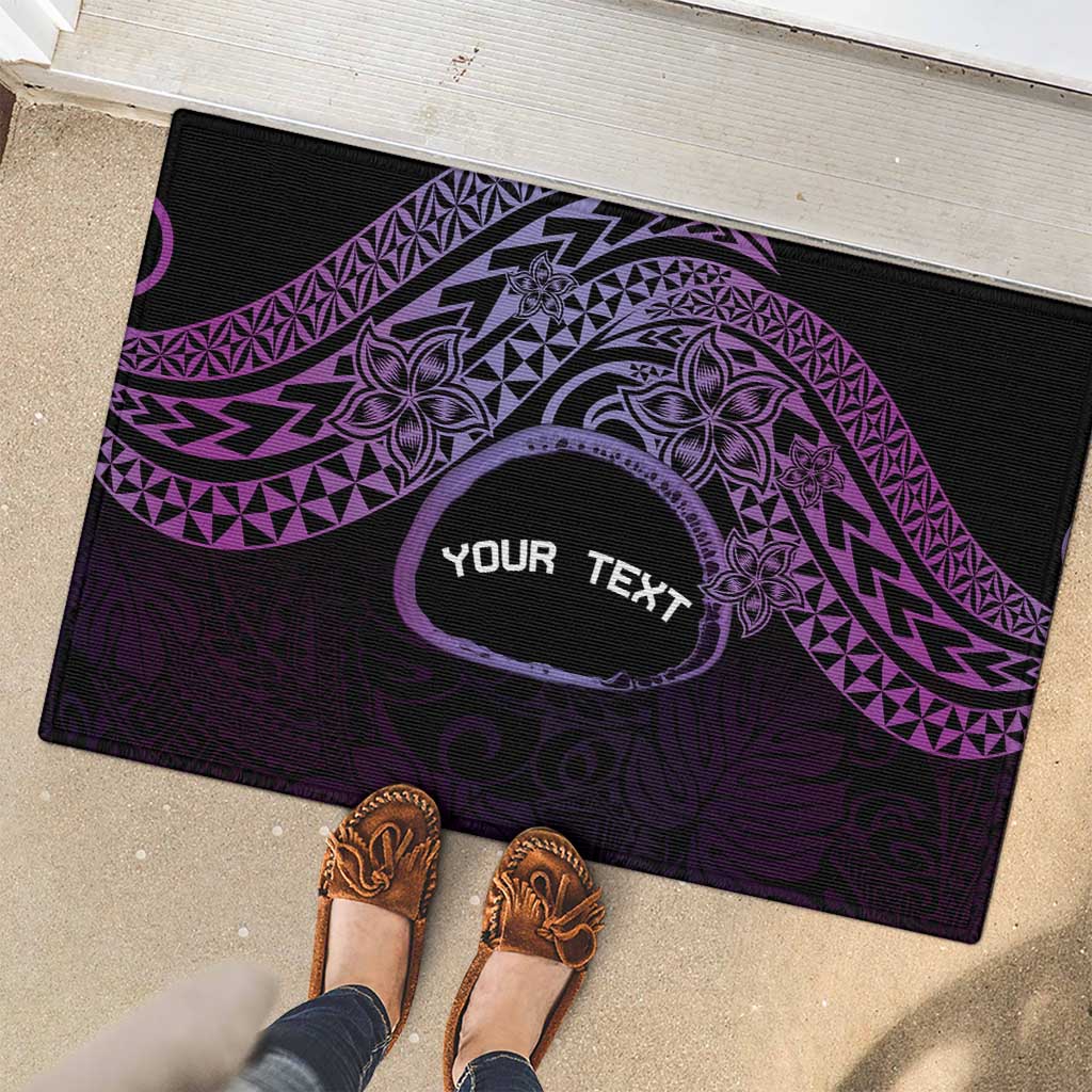 Personalised Pohnpei Nukuoro Micronesia Rubber Doormat Polynesian Tattoo Curves Purple Version