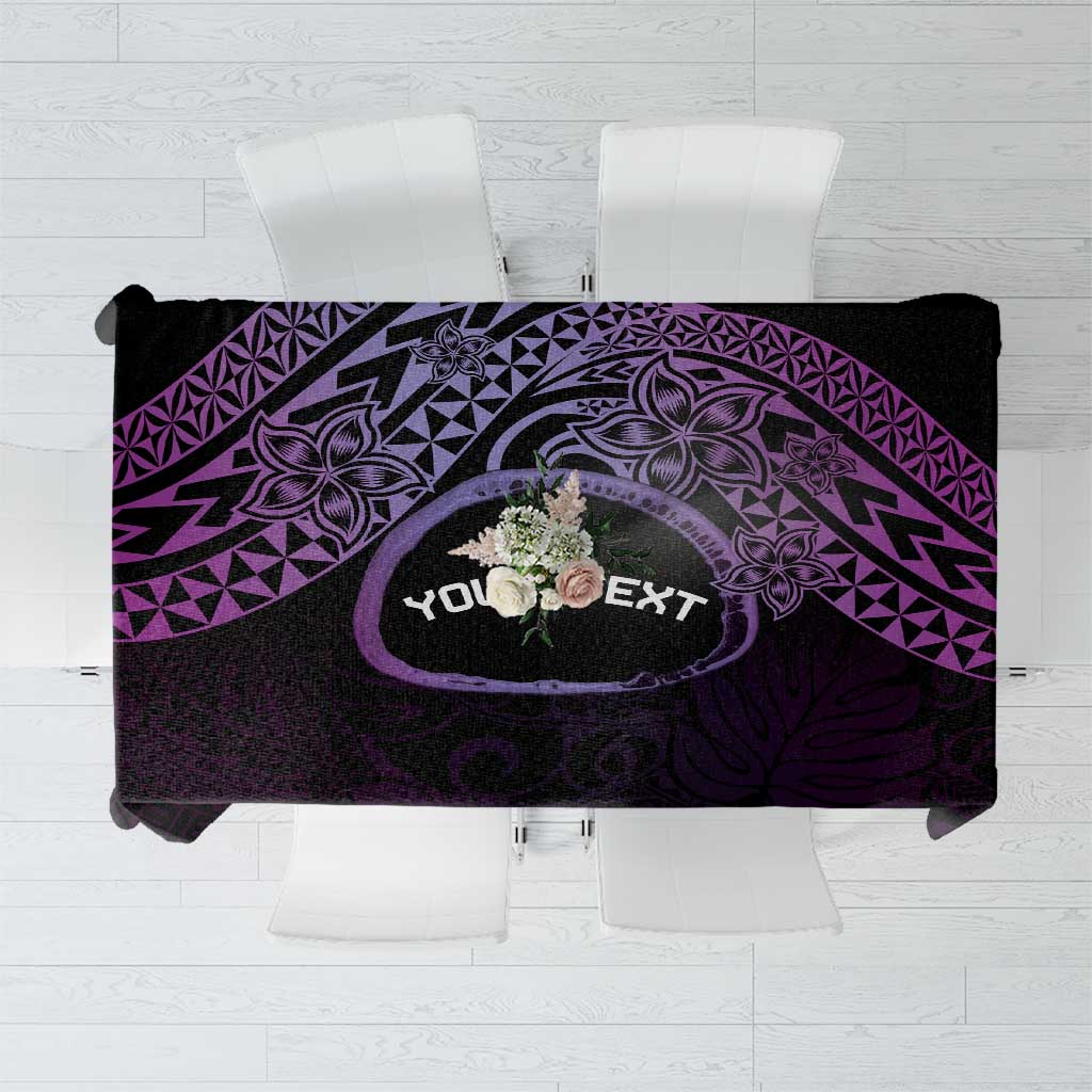 Personalised Pohnpei Nukuoro Micronesia Tablecloth Polynesian Tattoo Curves Purple Version