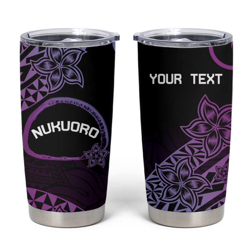 Personalised Pohnpei Nukuoro Micronesia Tumbler Cup Polynesian Tattoo Curves Purple Version