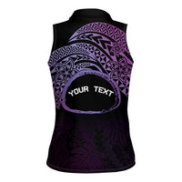 Personalised Pohnpei Nukuoro Micronesia Women Sleeveless Polo Shirt Polynesian Tattoo Curves Purple Version