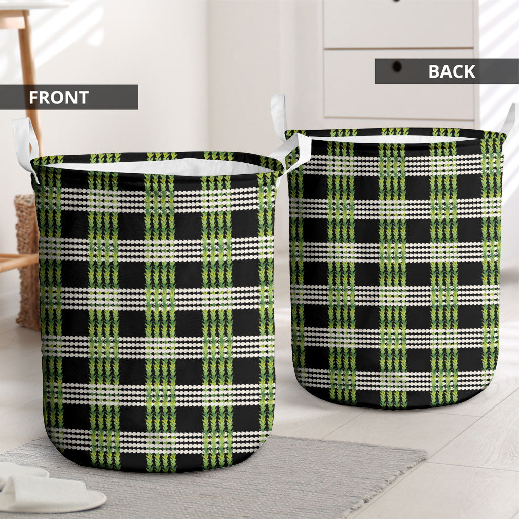 Aloha Hawaii Pakalana Pikake Lei Laundry Basket Palaka Inspired Hawaiian-plaid Black
