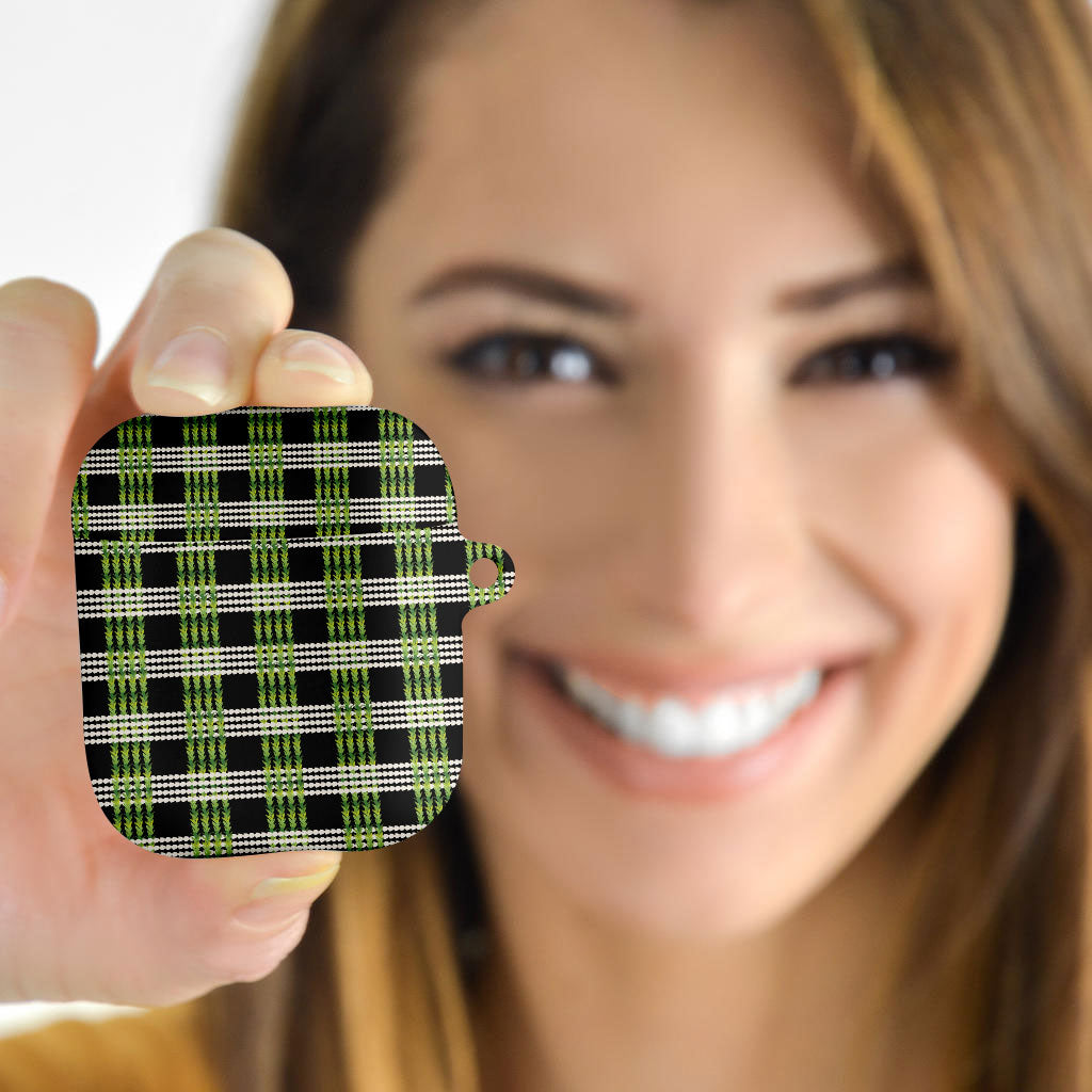 Aloha Hawaii Pakalana Pikake Lei AirPods Case Palaka Inspired Hawaiian-plaid Black
