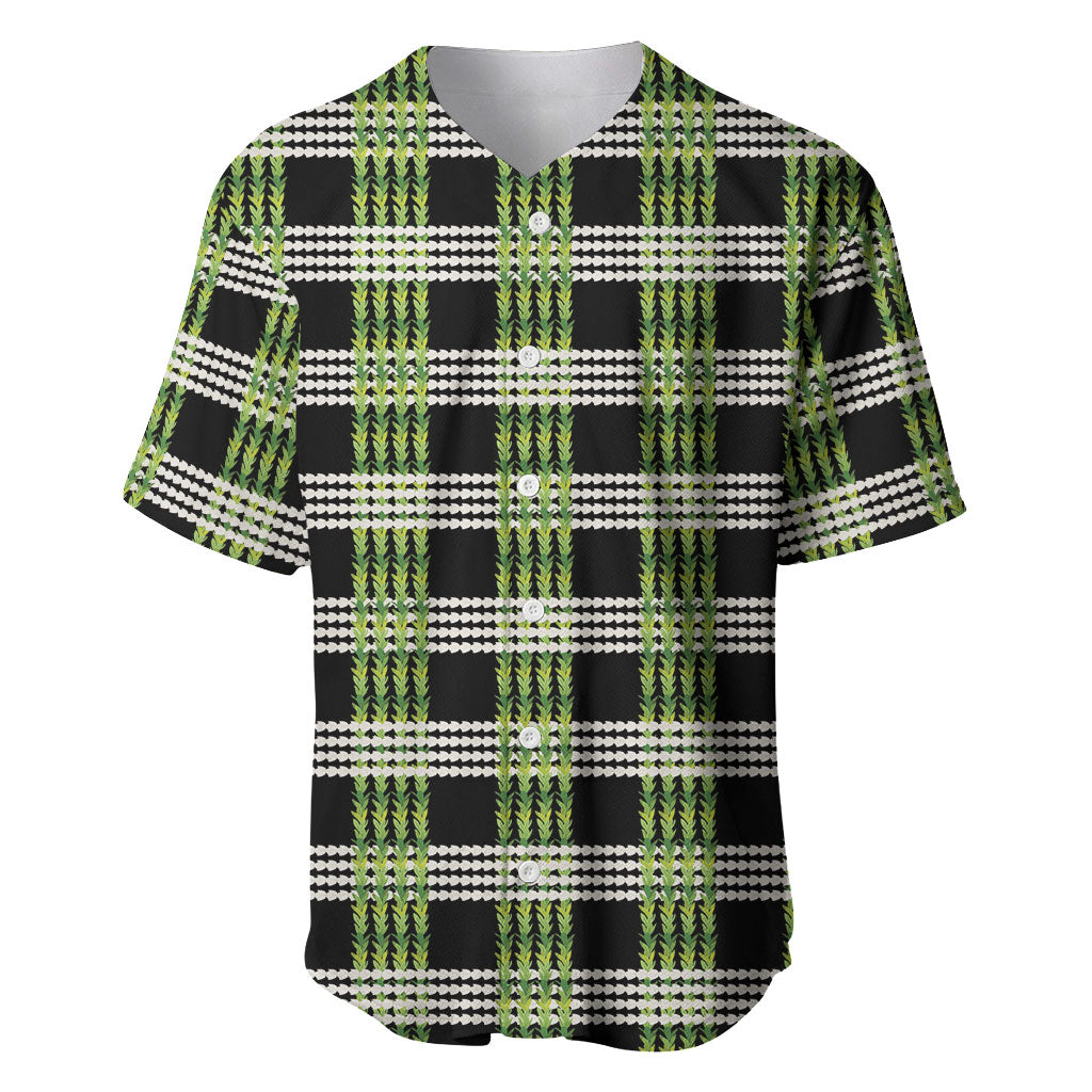 Aloha Hawaii Pakalana Pikake Lei Baseball Jersey Palaka Inspired Hawaiian-plaid Black