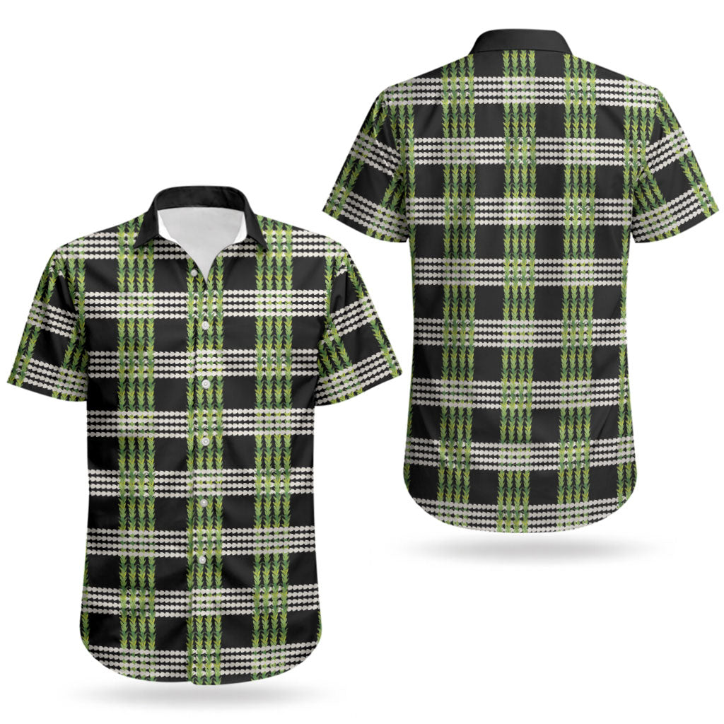Aloha Hawaii Pakalana Pikake Lei Couples Matching Summer Maxi Dress and Hawaiian Shirt Palaka Inspired Hawaiian-plaid Black