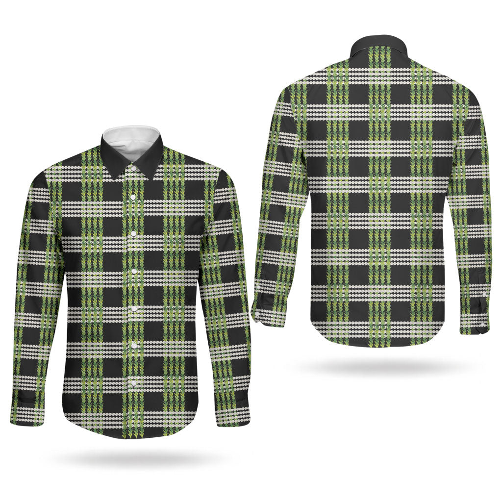Aloha Hawaii Pakalana Pikake Lei Couples Matching Tank Maxi Dress and Long Sleeve Button Shirt Palaka Inspired Hawaiian-plaid Black