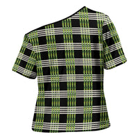 Aloha Hawaii Pakalana Pikake Lei Cross Shoulder Shirt Palaka Inspired Hawaiian-plaid Black