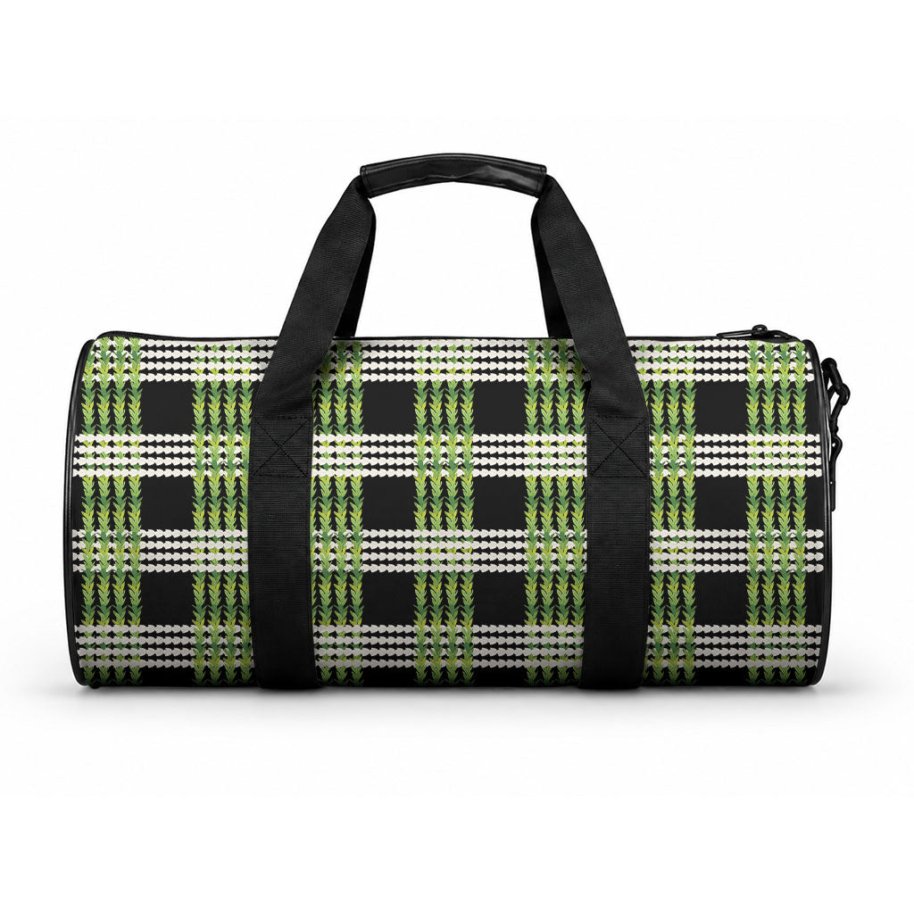 Aloha Hawaii Pakalana Pikake Lei Duffle Bag Palaka Inspired Hawaiian-plaid Black LT14 One size Black - Polynesian Pride