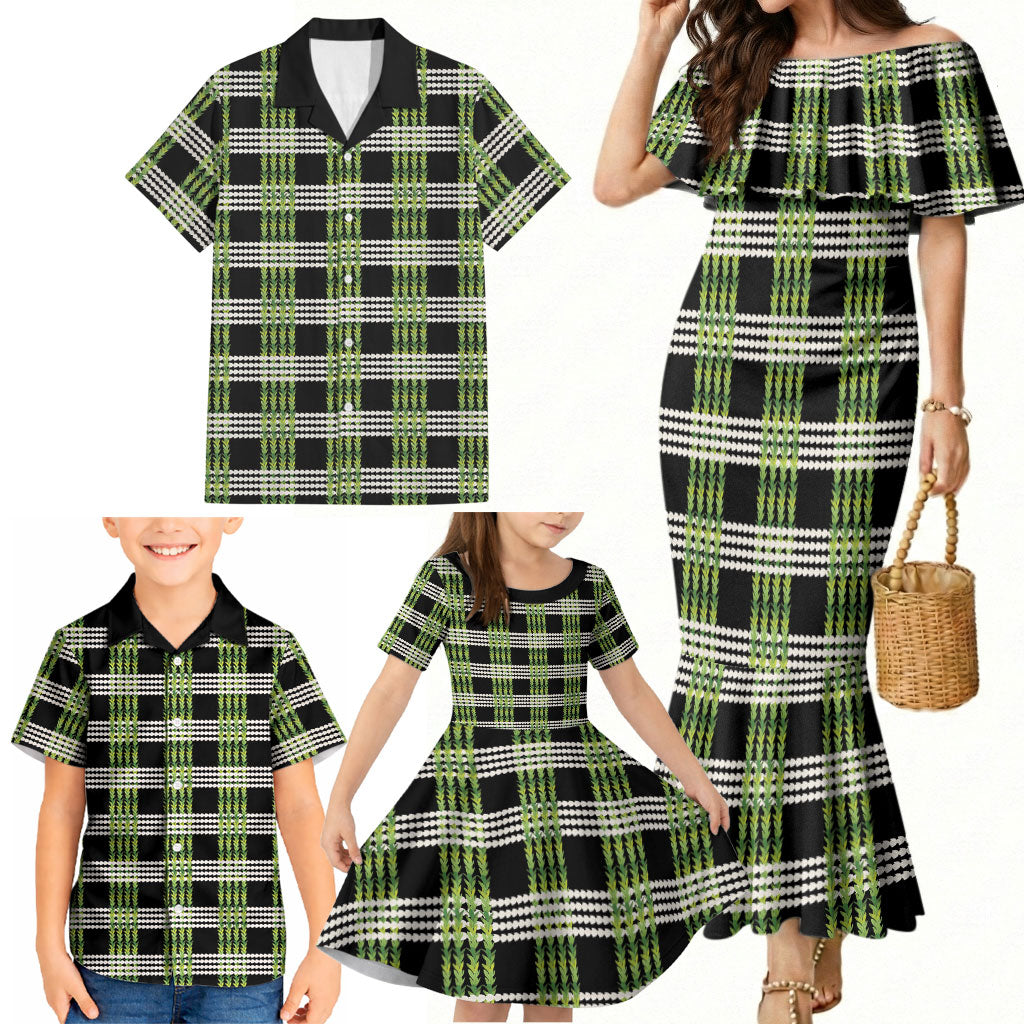 Aloha Hawaii Pakalana Pikake Lei Family Matching Mermaid Dress and Hawaiian Shirt Palaka Inspired Hawaiian-plaid Black LT14 - Polynesian Pride