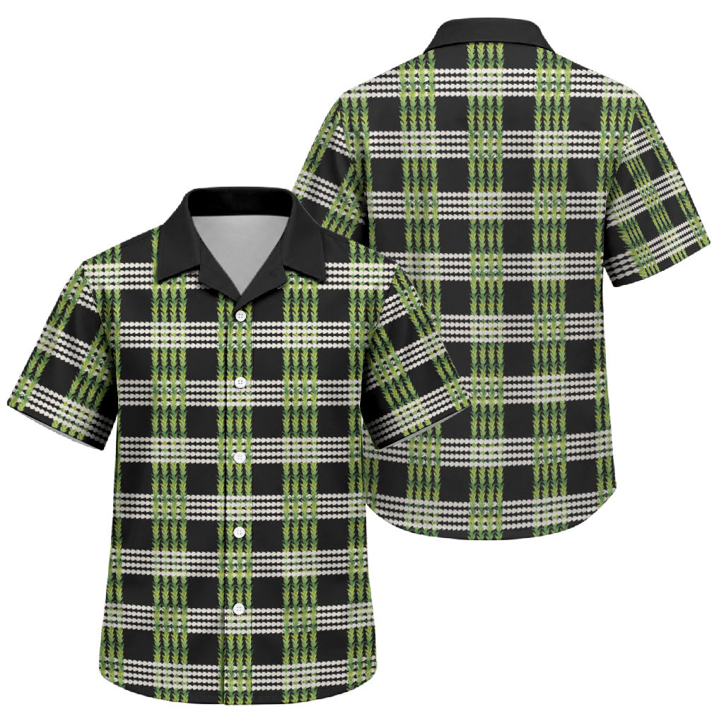 Aloha Hawaii Pakalana Pikake Lei Family Matching Mermaid Dress and Hawaiian Shirt Palaka Inspired Hawaiian-plaid Black