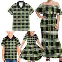 Aloha Hawaii Pakalana Pikake Lei Family Matching Off Shoulder Maxi Dress and Hawaiian Shirt Palaka Inspired Hawaiian-plaid Black