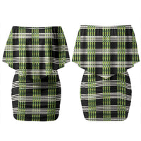 Aloha Hawaii Pakalana Pikake Lei Family Matching Off Shoulder Short Dress and Hawaiian Shirt Palaka Inspired Hawaiian-plaid Black