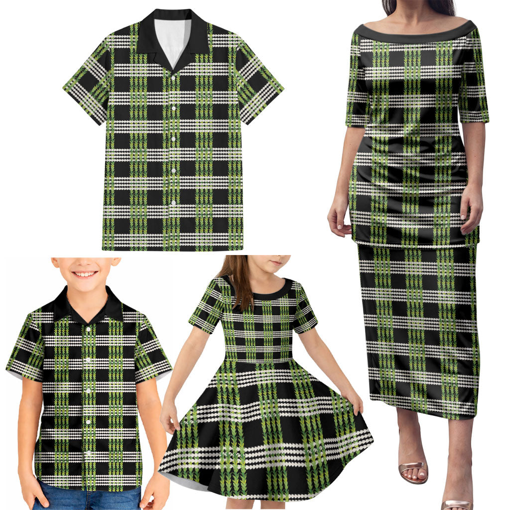 Aloha Hawaii Pakalana Pikake Lei Family Matching Puletasi and Hawaiian Shirt Palaka Inspired Hawaiian-plaid Black
