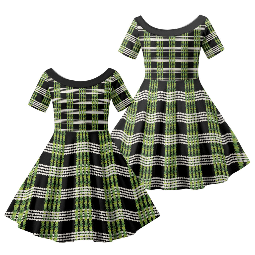 Aloha Hawaii Pakalana Pikake Lei Family Matching Puletasi and Hawaiian Shirt Palaka Inspired Hawaiian-plaid Black