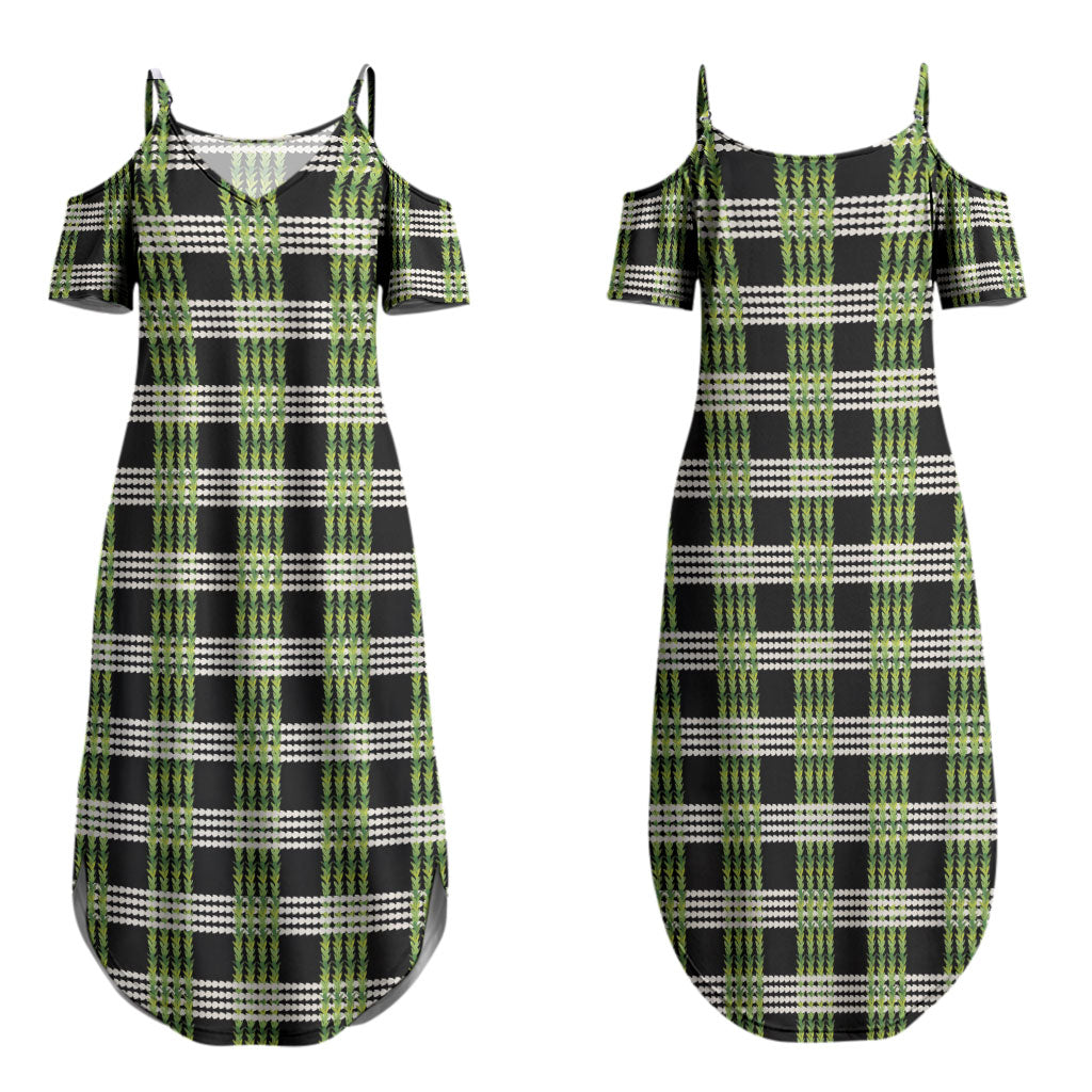 Aloha Hawaii Pakalana Pikake Lei Family Matching Summer Maxi Dress and Hawaiian Shirt Palaka Inspired Hawaiian-plaid Black